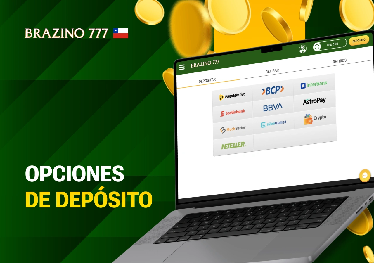 Métodos de depósito disponibles para los usuarios de Brazino777